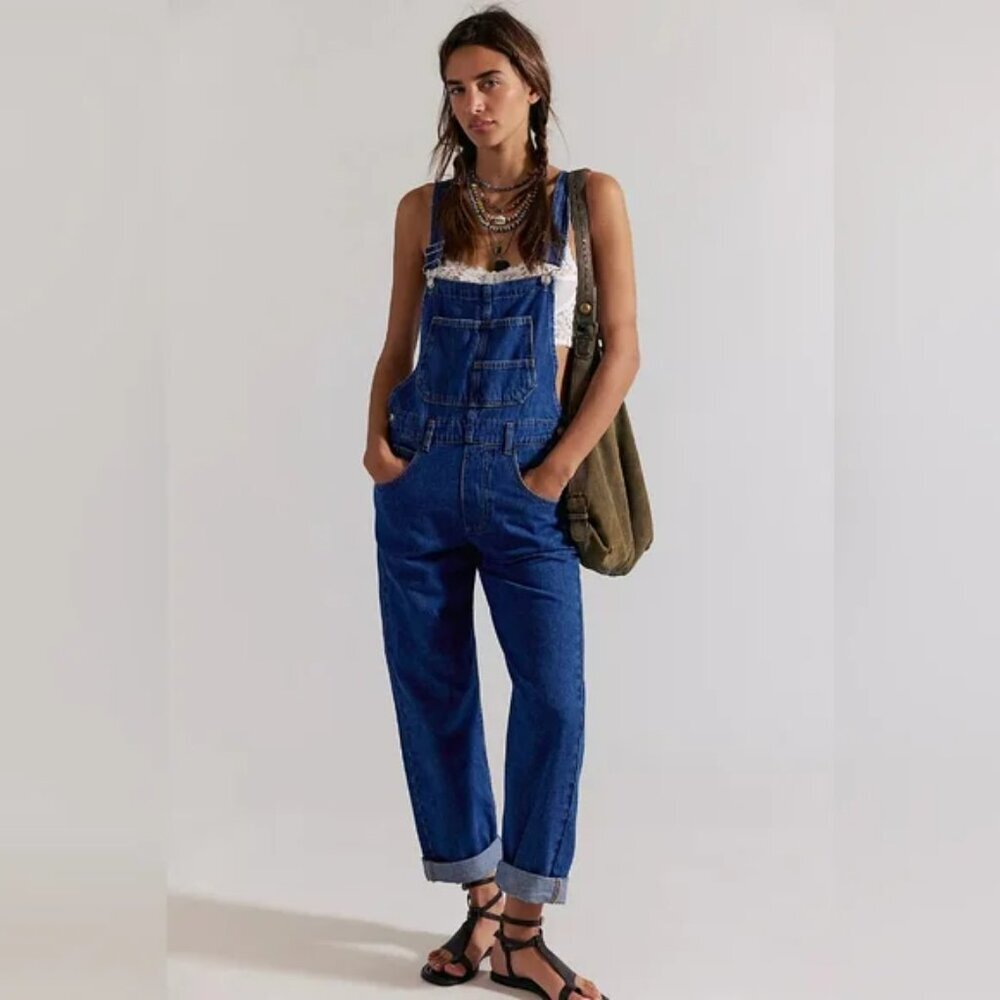 Free People Blue Denim Women's Overalls